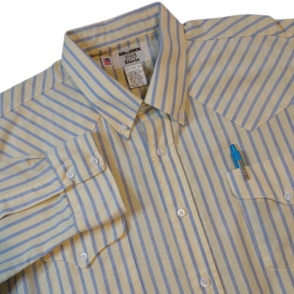 Vintage Ruddock Flying Ranch Classic Fit Extra Long Tail Western Shirt‎ 17.5/36